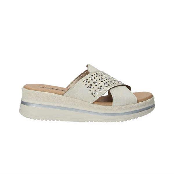 Valleverde Ciabatta Donna Strass Geometrica Bianca Tacco 5.5cm - V55100