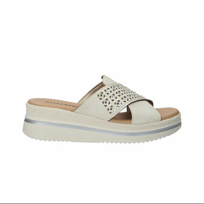 Valleverde Ciabatta Donna Strass Geometrica Bianca Tacco 5.5cm - V55100