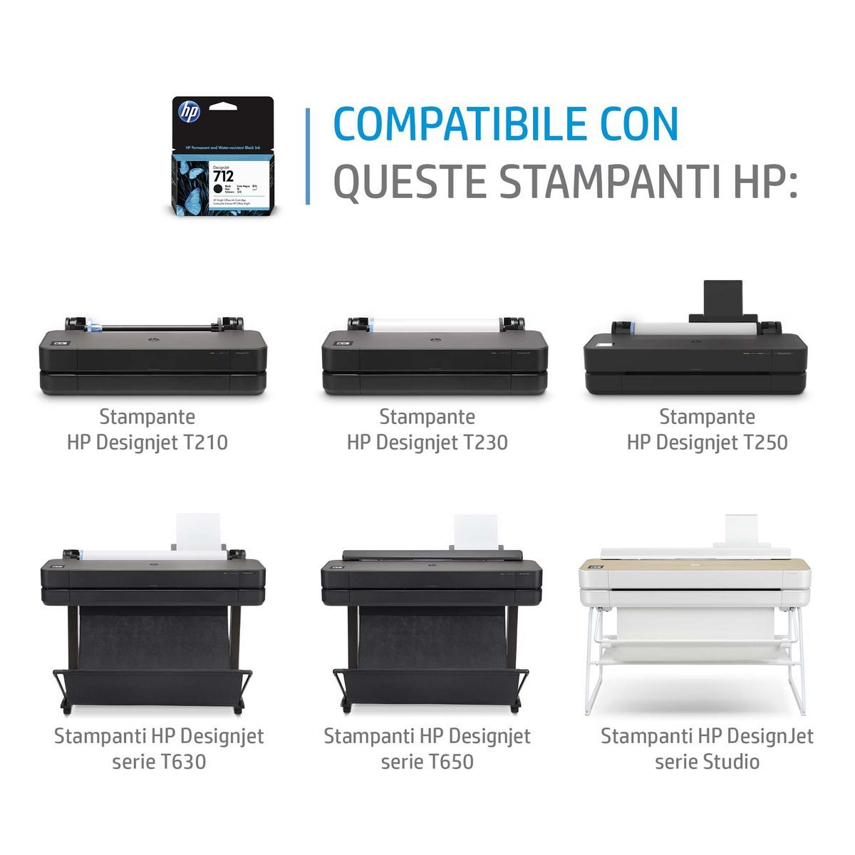 HP Cartuccia di inchiostro ciano originale DesignJet 712 da 29 ml [3ED67A]