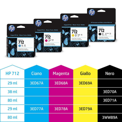 HP Cartuccia di inchiostro giallo originale DesignJet 712 da 29 ml [3ED69A]