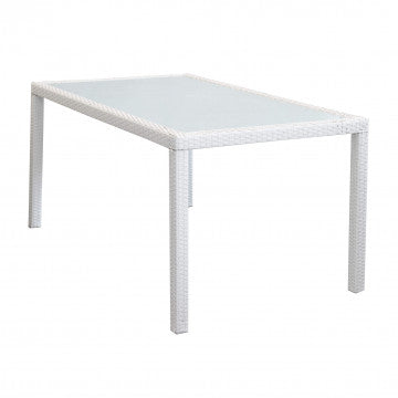 Gartentisch Azore 150 x 90 rechteckig mit Metall- und Wickergeflecht und Glasplatte
