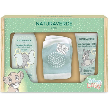 Naturaverde Disney Baby Geschenkset mit 200 ml Reinigungsgel, 100 ml Creme und Knieschoner