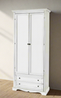POOR ART WARDROBE 2 DOORS WHITE SHABBY WOOD 87x40x192 (1517)