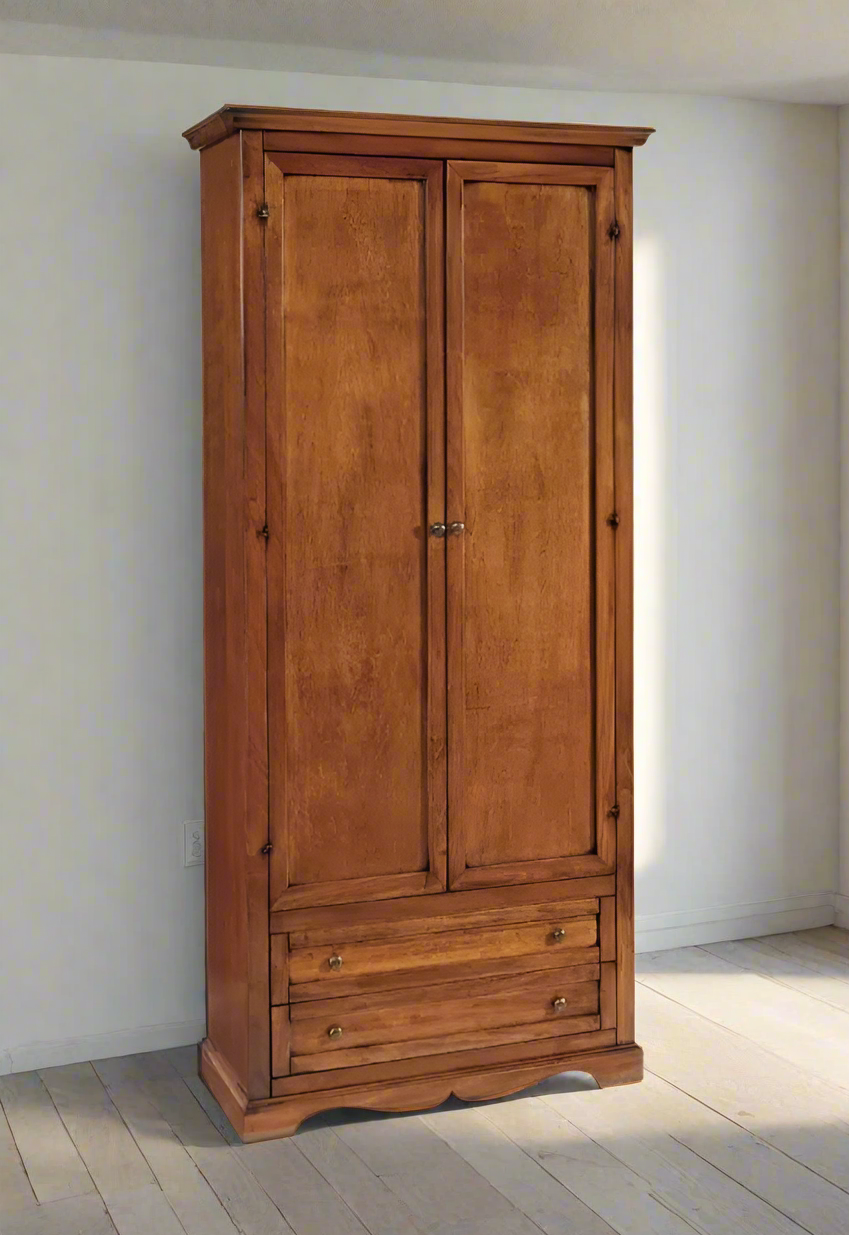 BAUERNSCHRANK 2 TÜREN HOLZ NUSSBAUMFARBEN 87x40x192