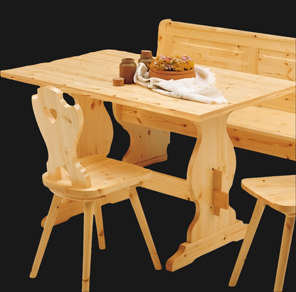 Giropanca Angolare Pino + Tavolo + Sedie - Arredo Pub Ristorante Rustico Contract + allunga