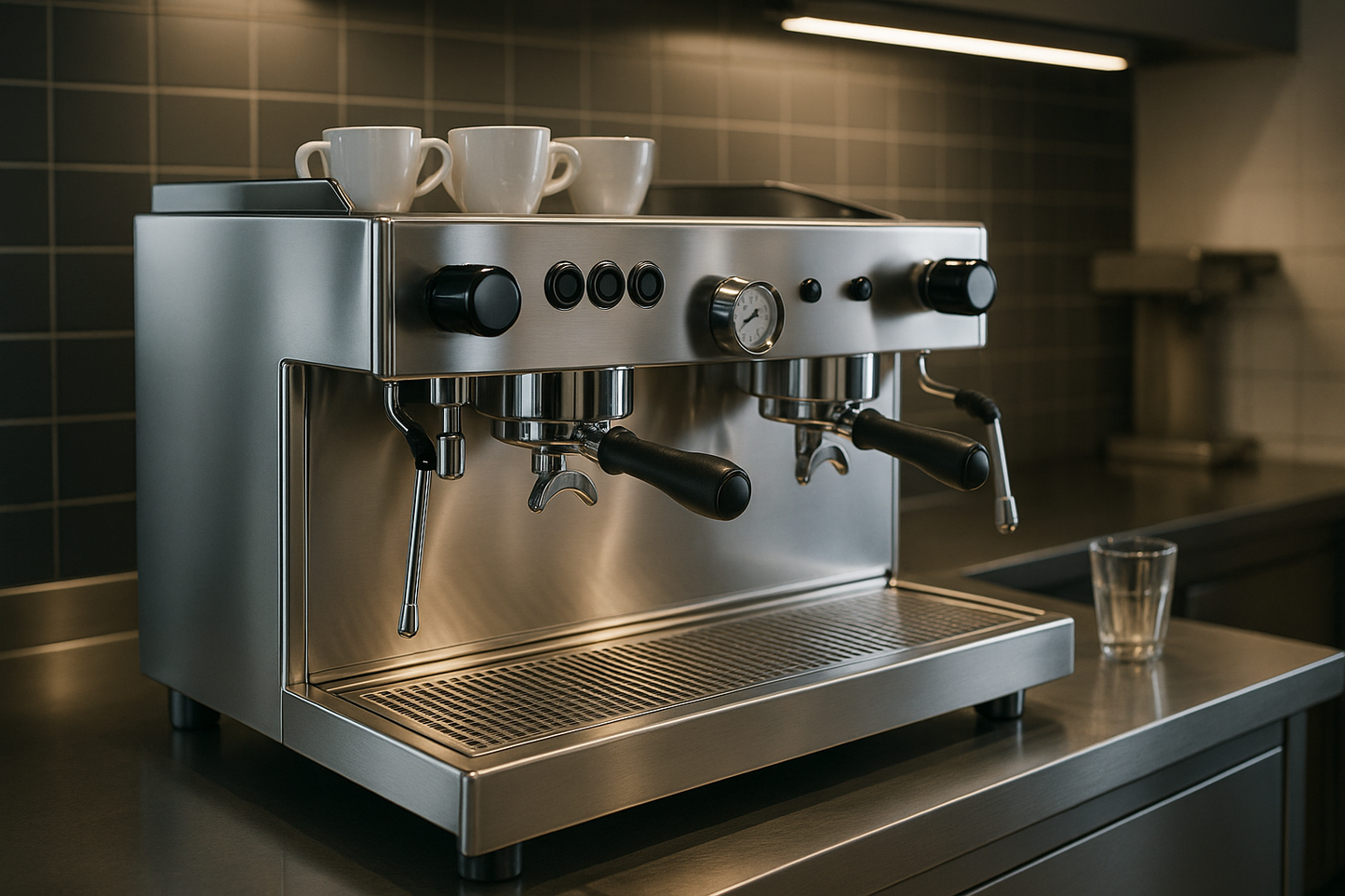 TAVOLO INOX AISI 304 PER MACCHINA CAFFÈ - 2 VANI A GIORNO CON TRAMOGGIA BATTIFILTRO E CASSETTO BATTIFILTRO - CM. 100X70X110H