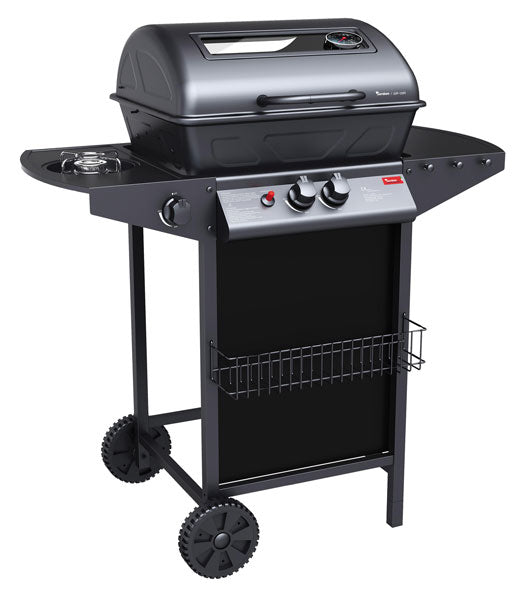 Barbecue a gas Jordan con fornello e griglia cromata cm47x37- h80 cm