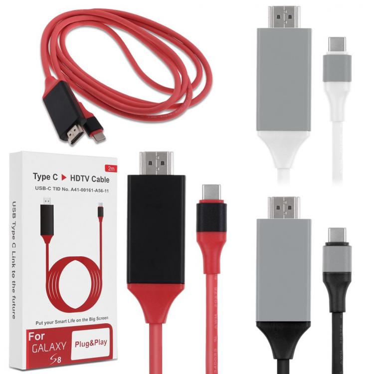 USB-C zu HDMI HDTV Adapterkabel zum Verbinden von Galaxy S8 Note 8 - MacBook mit dem Fernseher