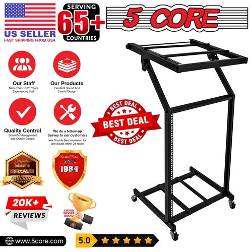 Supporto rack DJ 5Core 16U regolabile con ruote