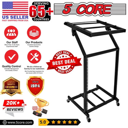 Supporto rack DJ 5Core 16U regolabile con ruote