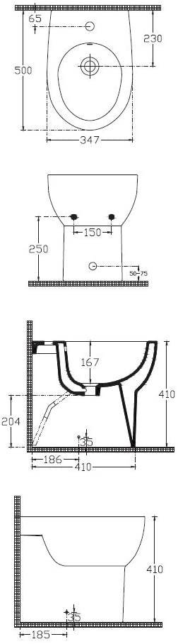 Bidet Filomuro Modello Abe in Ceramica Bianca Lucida