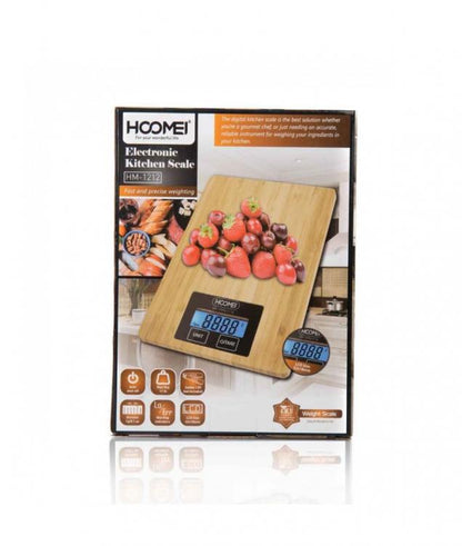 BILANCIA DIGITALE DA CUCINA LEGNO TAGLIERE BAMBÙ DA 1g A 5kg ELETTRONICA HM-1212