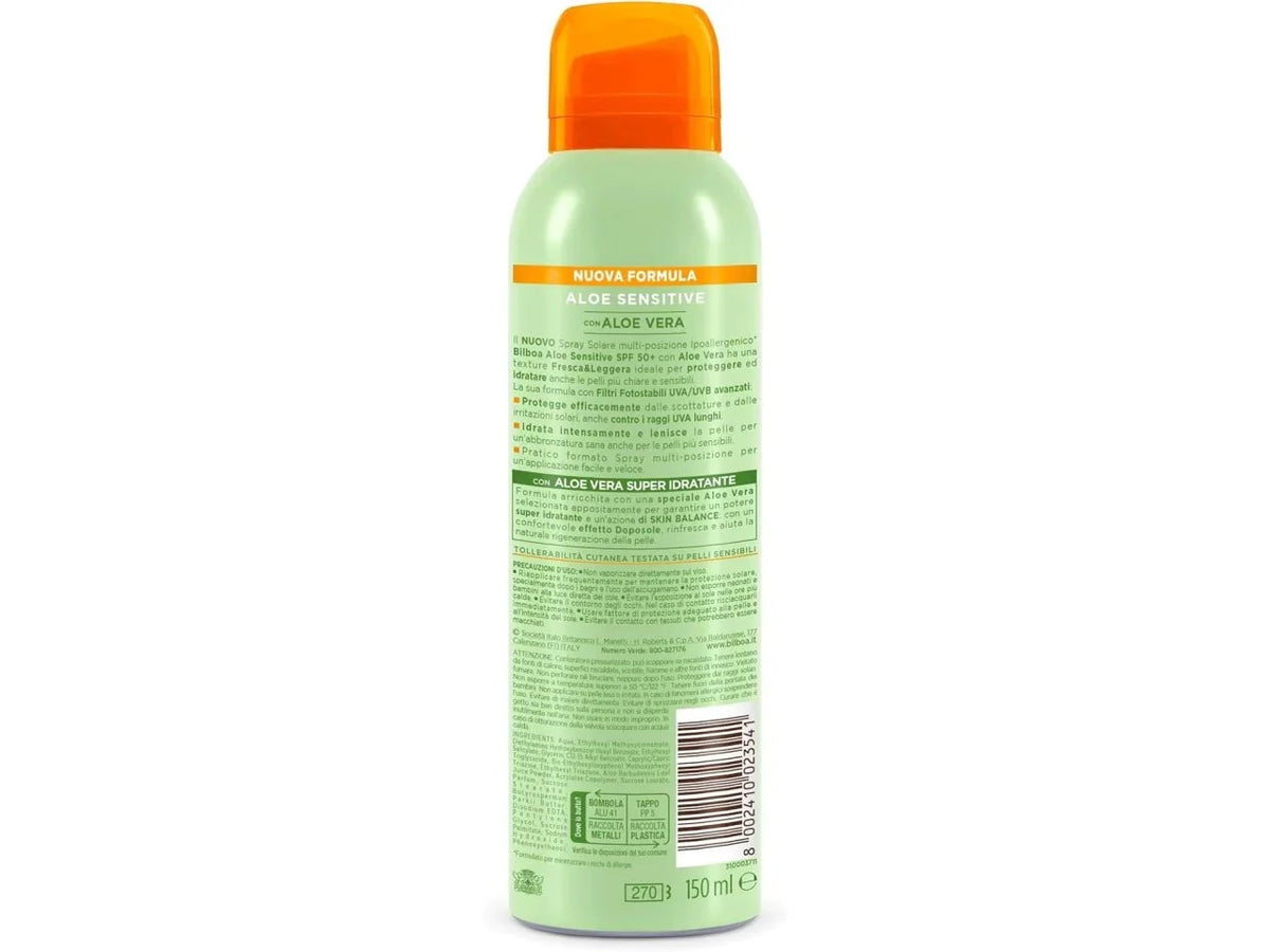 Bilboa Aloe BOV SPF50+ 150ml – Spray Solare Protezione Alta Idratante