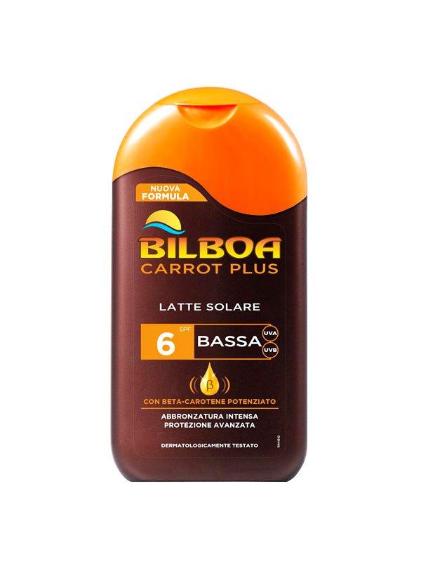 Bilboa Carrot Plus Latte Abbronzante 200ml – Abbronzante Intensivo Carota Beta-Carotene SPF6 SPF10 SPF20 SPF30
