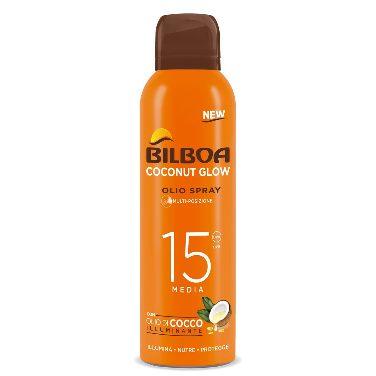Bilboa Coconut Glow BOV Spray Solare 150ml – Solare Idratante Olio di Cocco Effetto Glow SPF15 SPF30