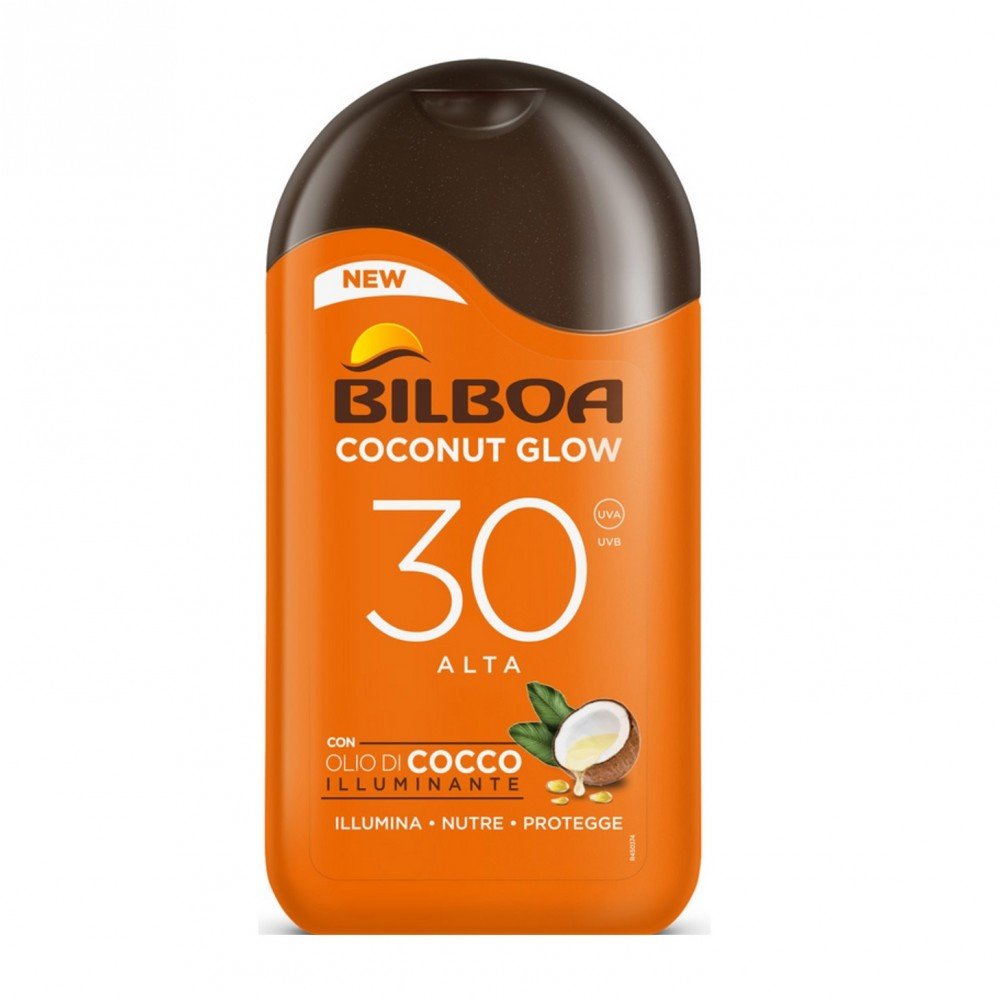 Bilboa Coconut Glow Latte Solare 200ml – Latte Solare Idratante Olio di Cocco Effetto Glow SPF15 SPF20 SPF30