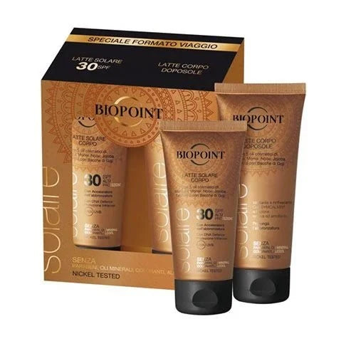 Biopoint Kit Solare SPF30 75ml + Doposole 100ml – Protezione e Idratazione da Viaggio
