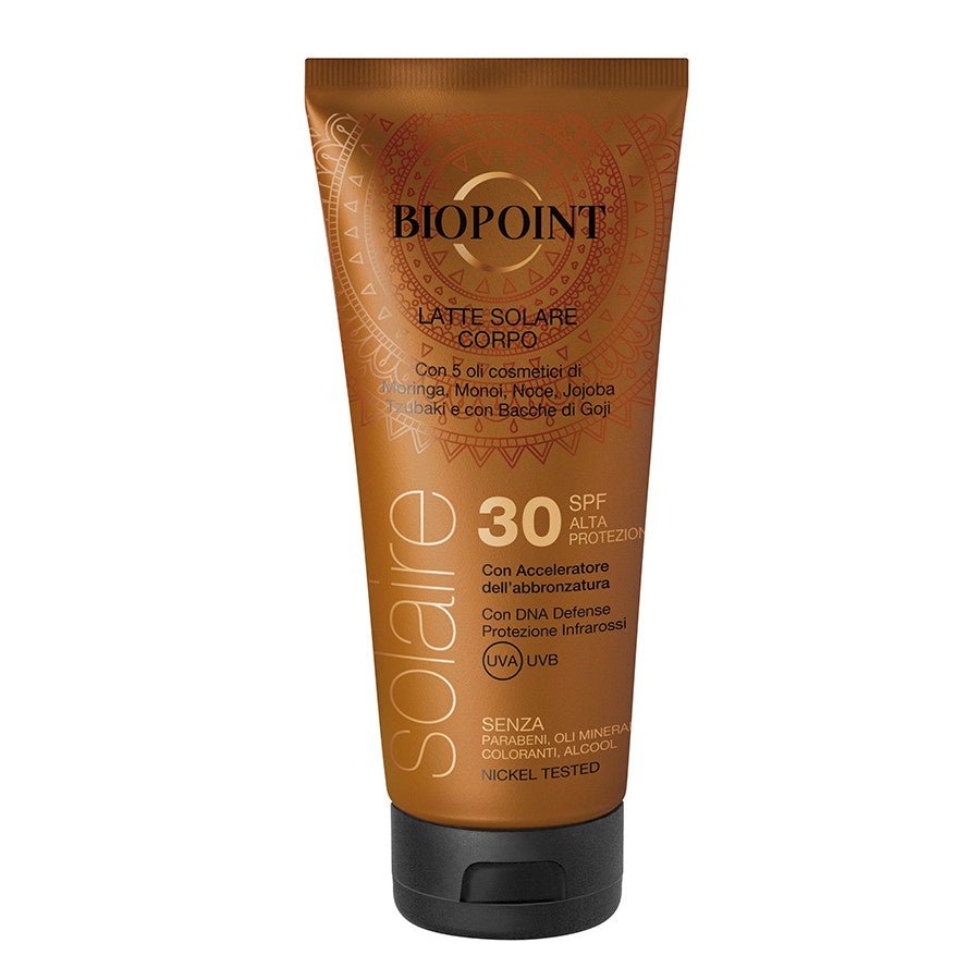 Biopoint Latte Corpo Solare 200ml – Protezione Idratante UVA/UVB SPF 10, 20, 30