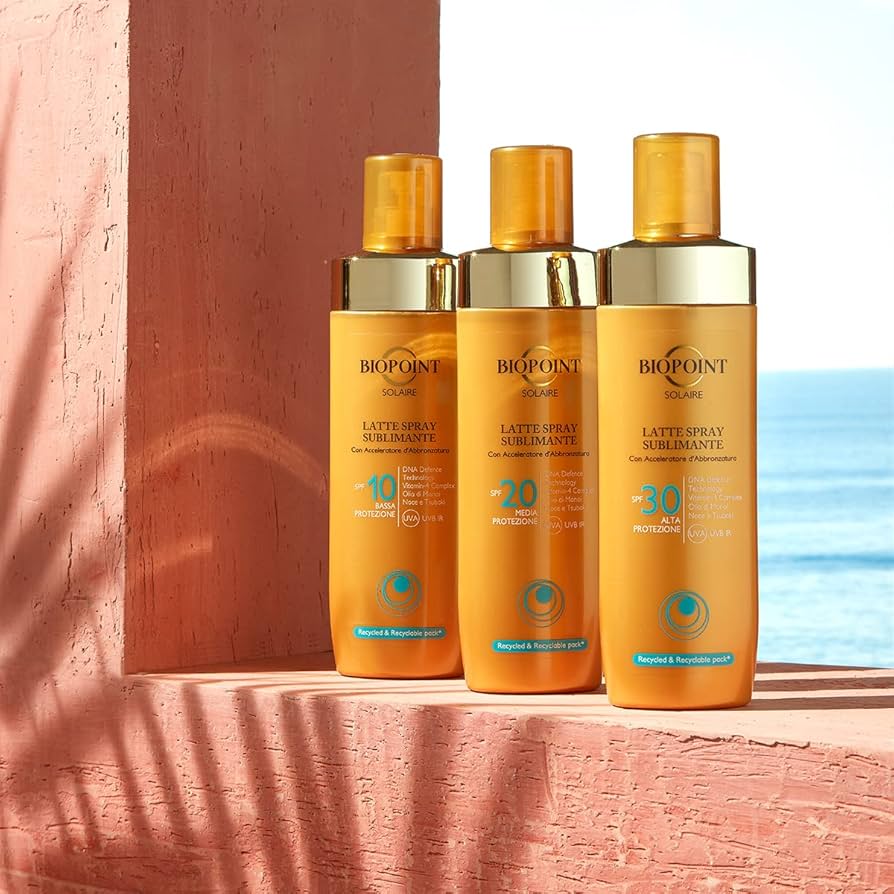 Biopoint Latte Spray Sublimante 250ml – Protezione Solare SPF 20 e SPF 30 Effetto Luminoso