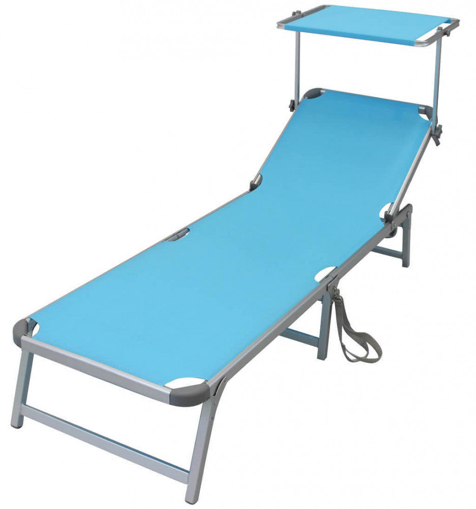 Liege Riccione aus blauem Textilene mit Aluminiumgestell