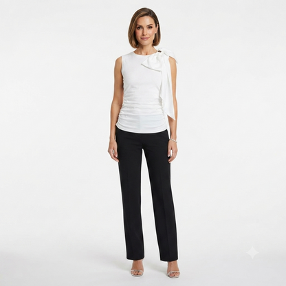 Relish T-Shirt Aimee Smanicata Fiocco Spalla Arricciatura RDP260103323 1100 Bianco