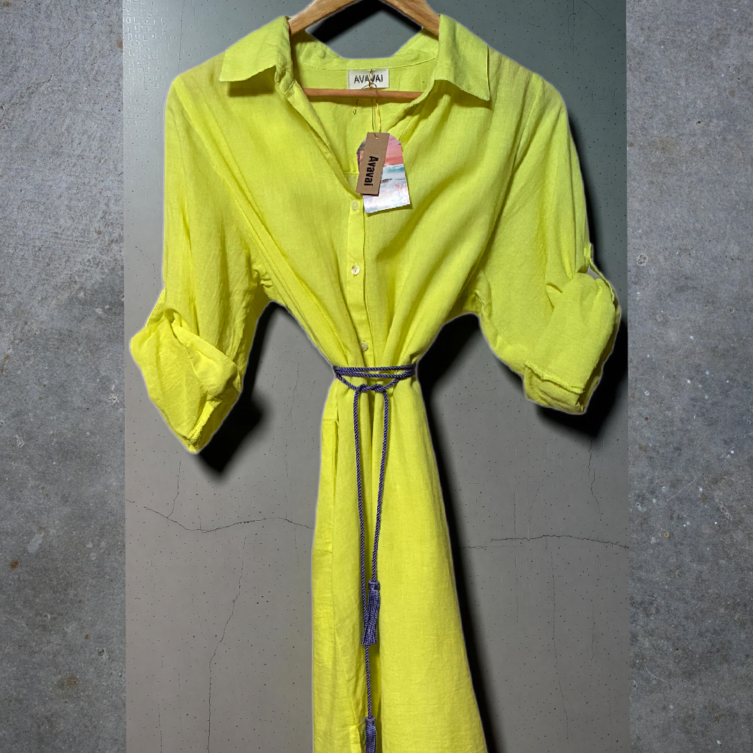 Hemd Strand & City mit Kordelzug und Quasten ★ Lime