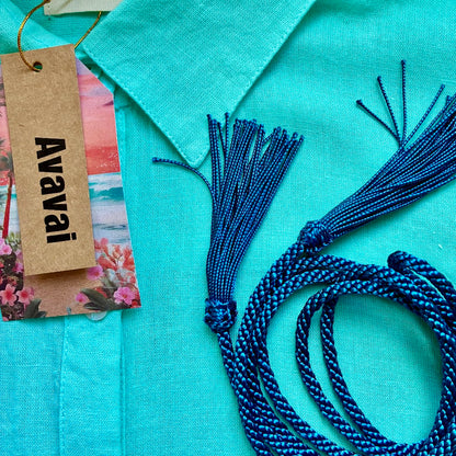 Camicia Mare & Città con cintura in cordoncino + nappine ★ Acqua