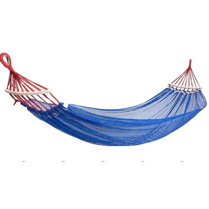 Hängematte klassisch, Einzelbett, Netzgewebe, Holzstütze, 185x135, Garten, Camping, B