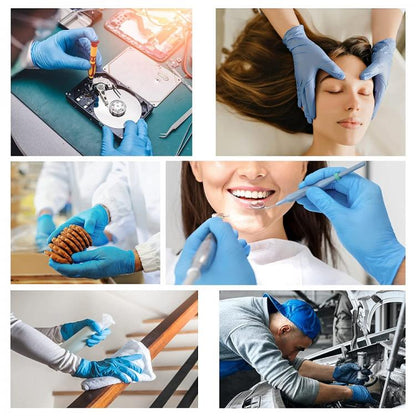 100 Guanti Monouso In Nitrile Blu Senza Polvere/Lattice Uso Medico E Alimenti XL