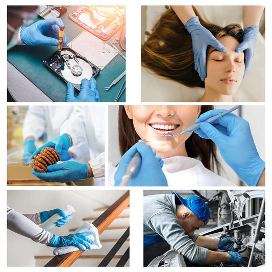 100 Guanti Monouso In Nitrile Blu Senza Polvere/Lattice Uso Medico E Alimenti M