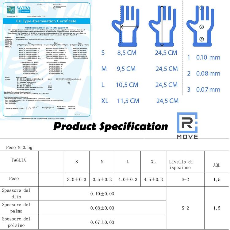 100 Guanti Monouso In Nitrile Blu Senza Polvere/Lattice Uso Medico E Alimenti XL