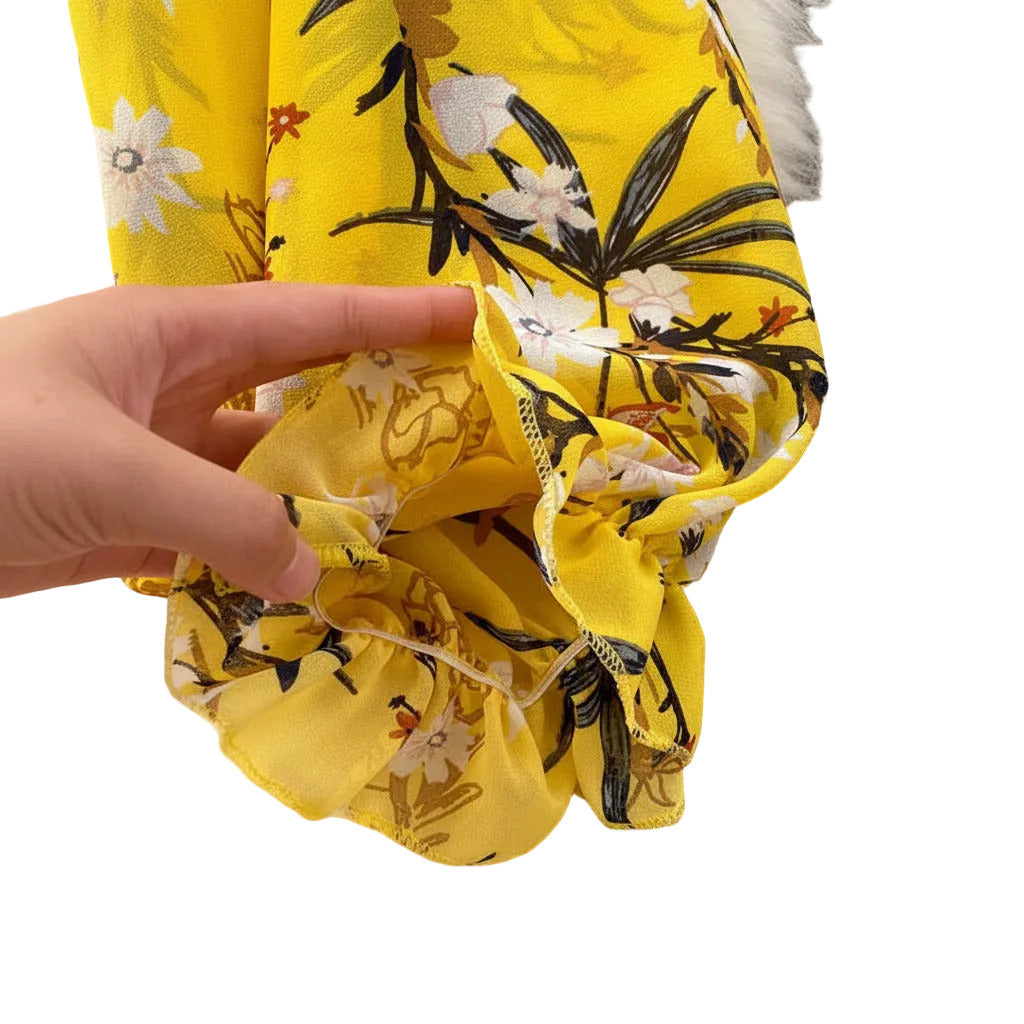 Completo Donna Elegante Estivo in Chiffon con Pantaloni Vita Alta