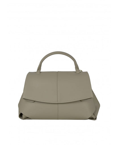 Minimal Leather Top-Handle Bag with Wide Strap