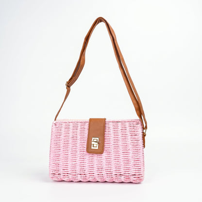 Stile Donna Bags - Borsa a Spalla in Paglia Intrecciata