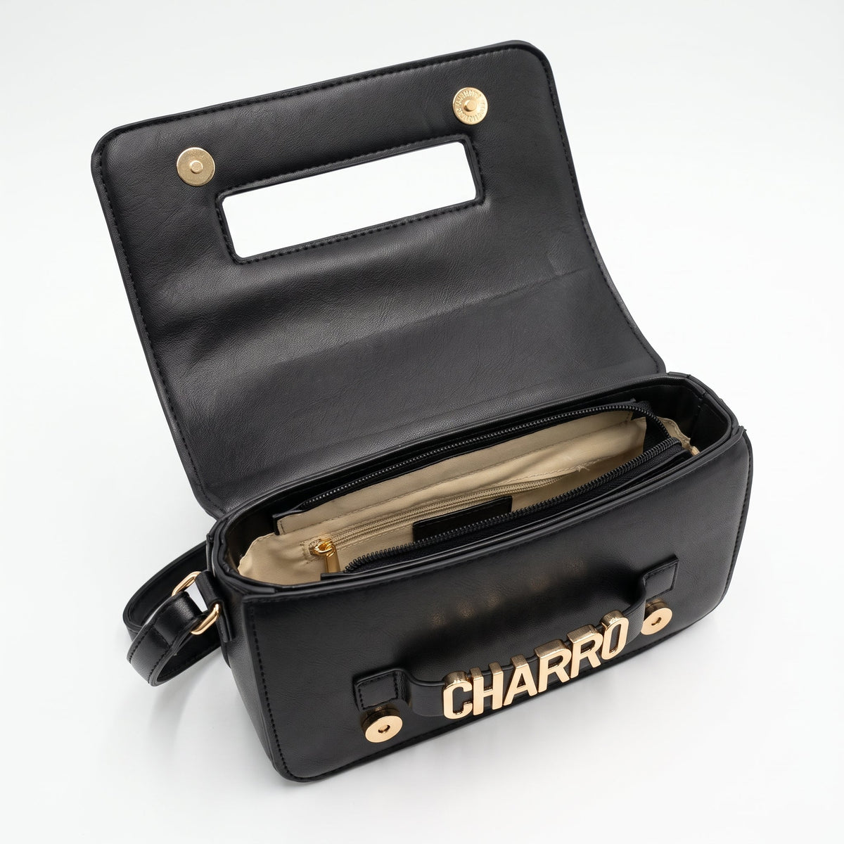 Charro Shoulder Bag with Gold Metal Logo