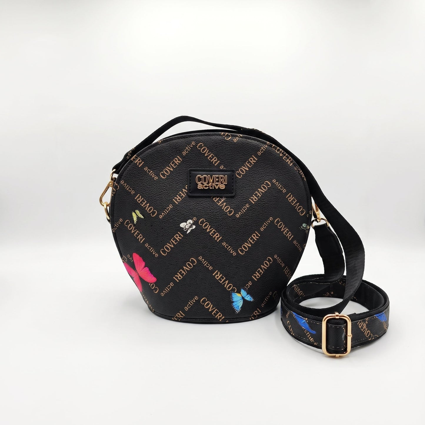 Coveri Active Borsa a Tracolla Tonda, Monogram con Farfalle