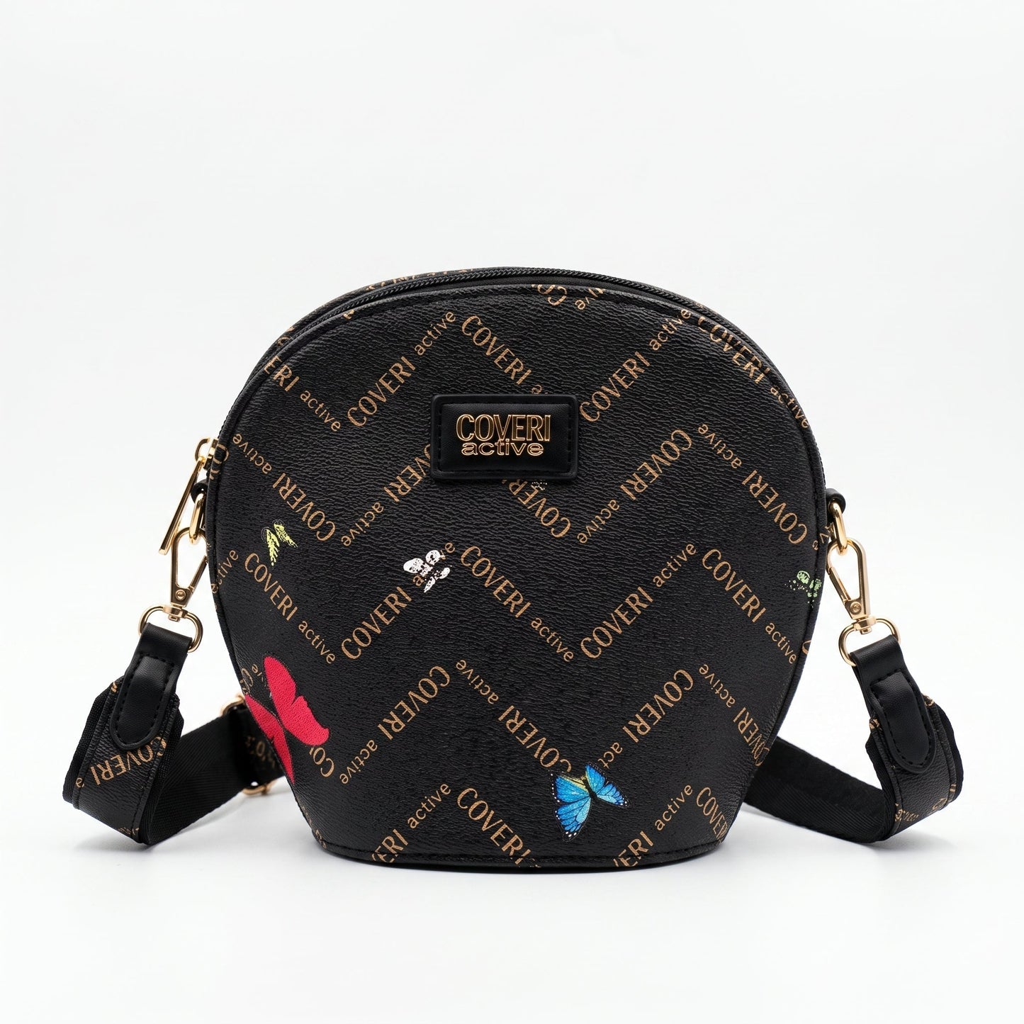 Coveri Active Borsa a Tracolla Tonda, Monogram con Farfalle