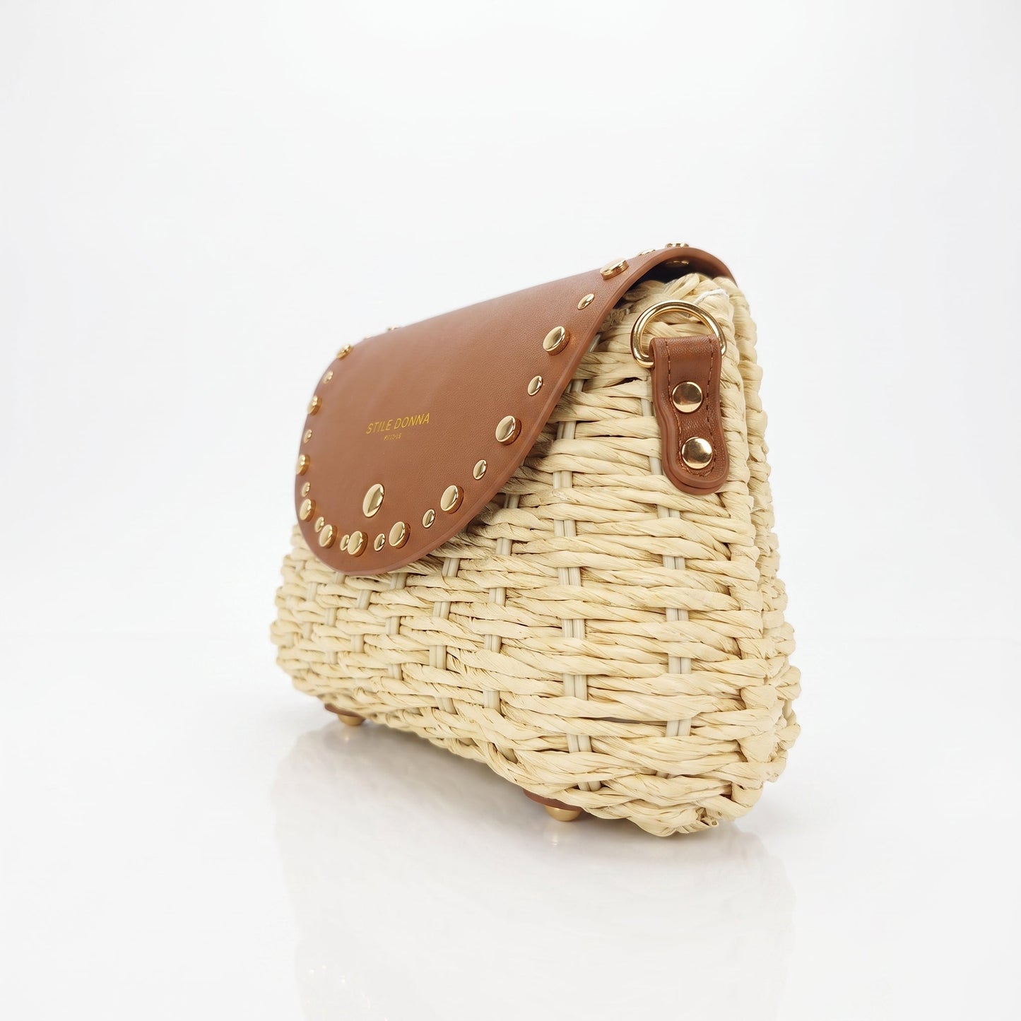 Stile Donna Bags - Borsa a Tracolla in Rafia con Patta