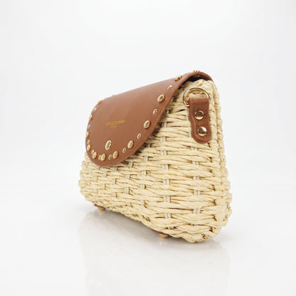 Stile Donna Bags - Borsa a Tracolla in Rafia con Patta