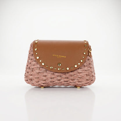 Stile Donna Bags - Borsa a Tracolla in Rafia con Patta
