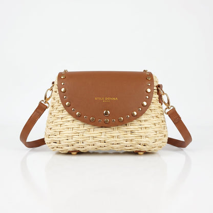 Stile Donna Bags - Borsa a Tracolla in Rafia con Patta