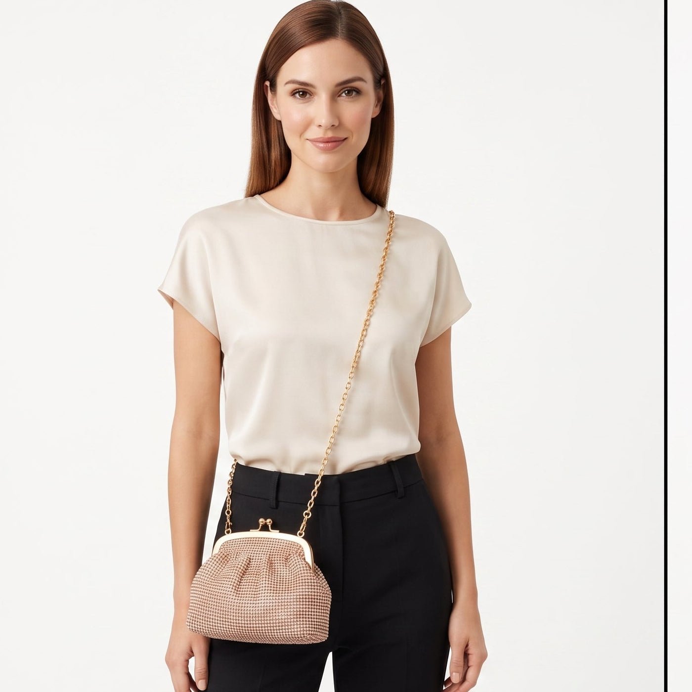 Stile Donna Bags - Borsa da Sera in Mesh di Strass Argento