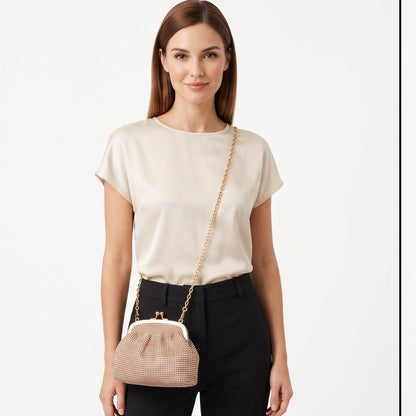 Stile Donna Bags - Borsa da Sera in Mesh di Strass Argento