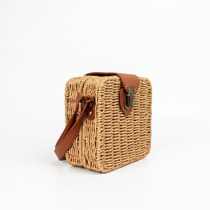 Stile Donna Bags - Borsa a Scatola in Paglia