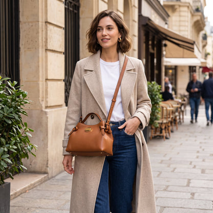 Stile Donna Bags - Livia Borsa in Vera Pelle con Disco Oro