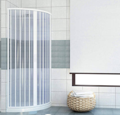 Box doccia semicircolare Giove 80x80 cm in PVC a soffietto centrale — angolo, Made in Italy