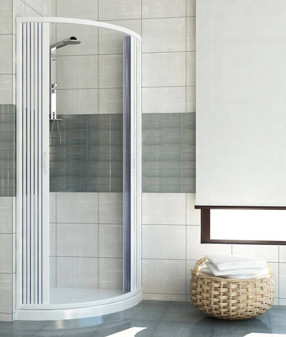 Box doccia semicircolare Giove 80x80 cm in PVC a soffietto centrale — angolo, Made in Italy