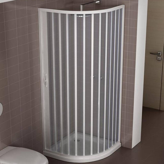 Box doccia semicircolare Giove 80x80 cm in PVC a soffietto laterale — angolo, Made in Italy