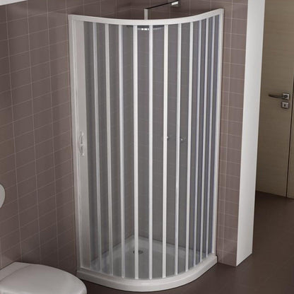 Box doccia semicircolare Giove 90x90 cm in PVC a soffietto laterale — angolo, Made in Italy