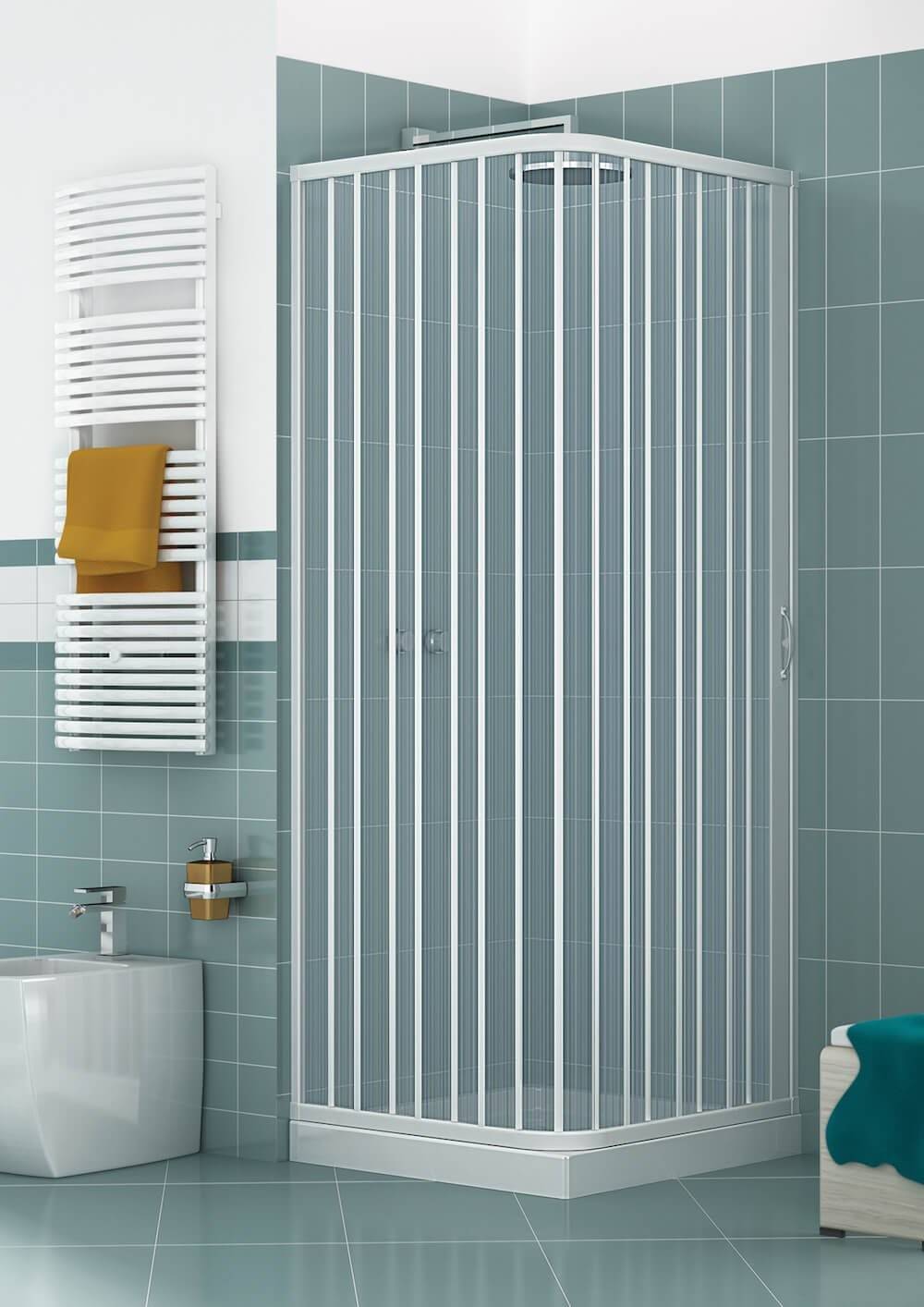 Luna rectangular shower enclosure 70x100 cm in side-folding PVC – maximum depth, Made in Italy